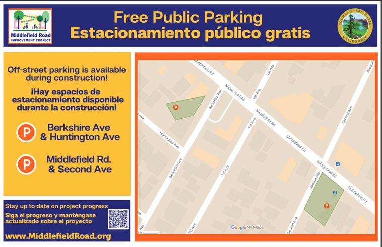 Map of off-street parking on Middlefield Rd.